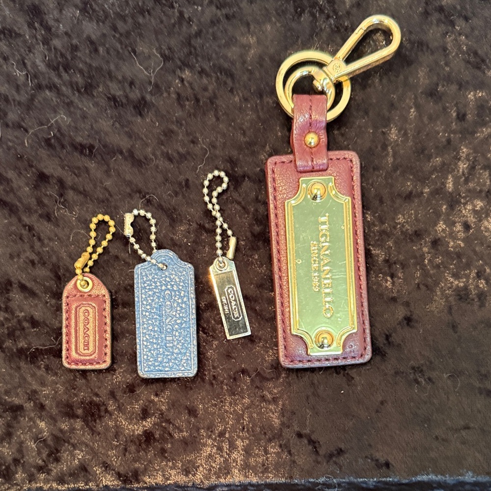 Coach Leather Key Holder Set -Blue, Brown